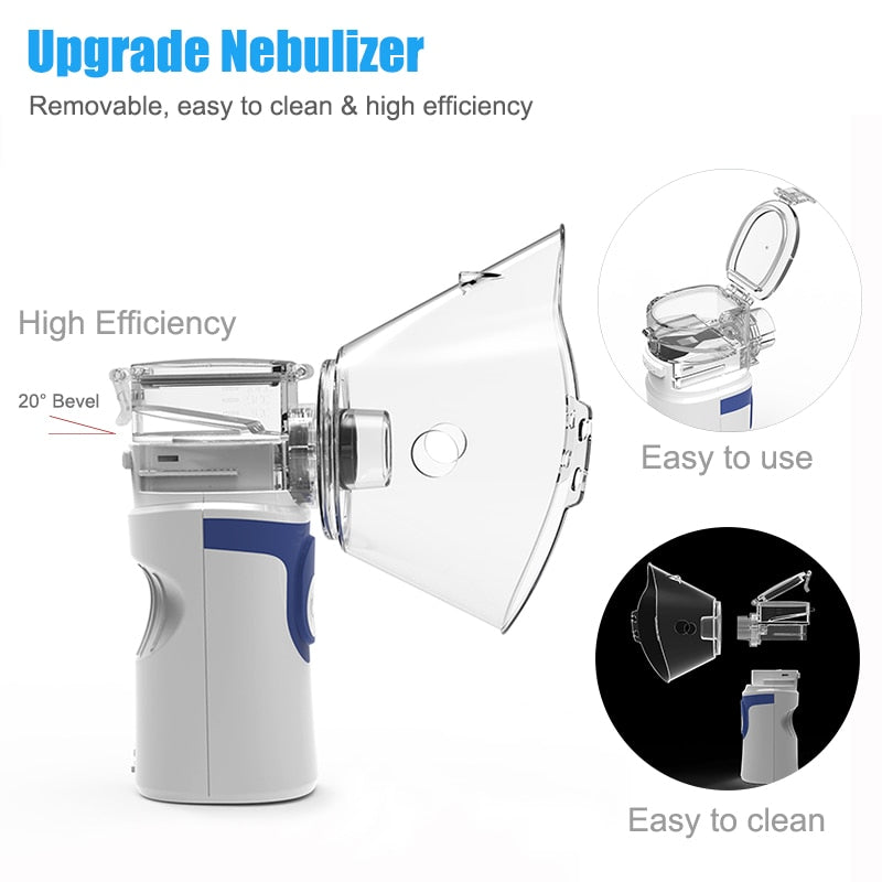 Mini Portable Nebulizer Health Care Inhaler Nebulizator for Baby Kids Adults, Silent Handheld Rechargeable Atomizer Respirator