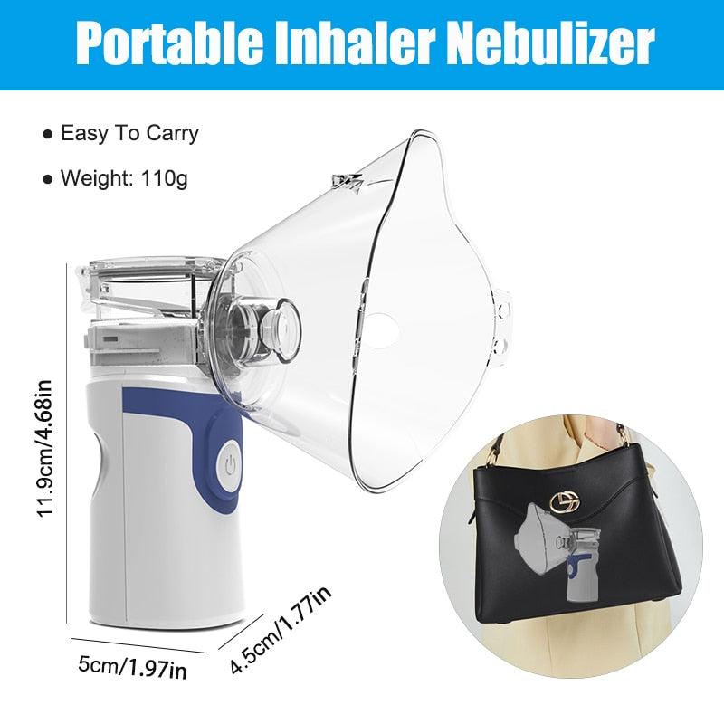 Mini Portable Nebulizer Health Care Inhaler Nebulizator for Baby Kids Adults, Silent Handheld Rechargeable Atomizer Respirator